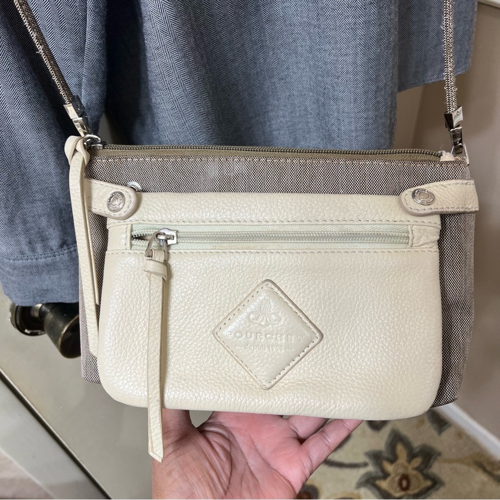 Pourchet Depuis 1903 Leather/Linen Crossbody